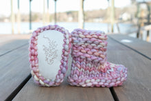 Load image into Gallery viewer, Lake Norman Hand-knit Baby Booties (3-6 months)