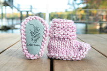 Load image into Gallery viewer, Lake Norman Hand-knit Baby Booties (3-6 months)