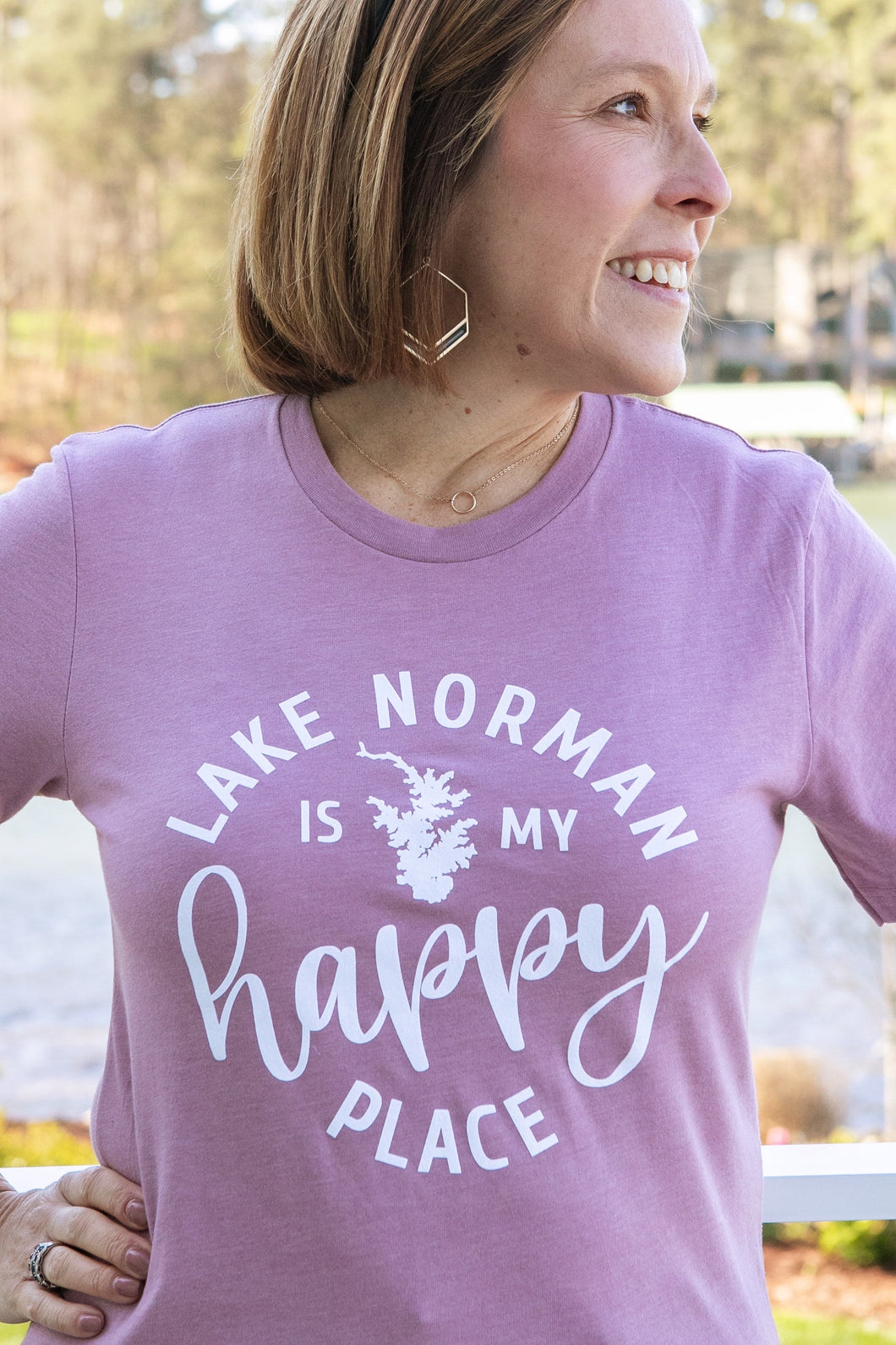 Lake Norman is my Happy Place T-Shirt - Heather Orchid