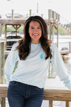 Load image into Gallery viewer, Lake Norman Oval Long Sleeve T-Shirt - Soothing Blue