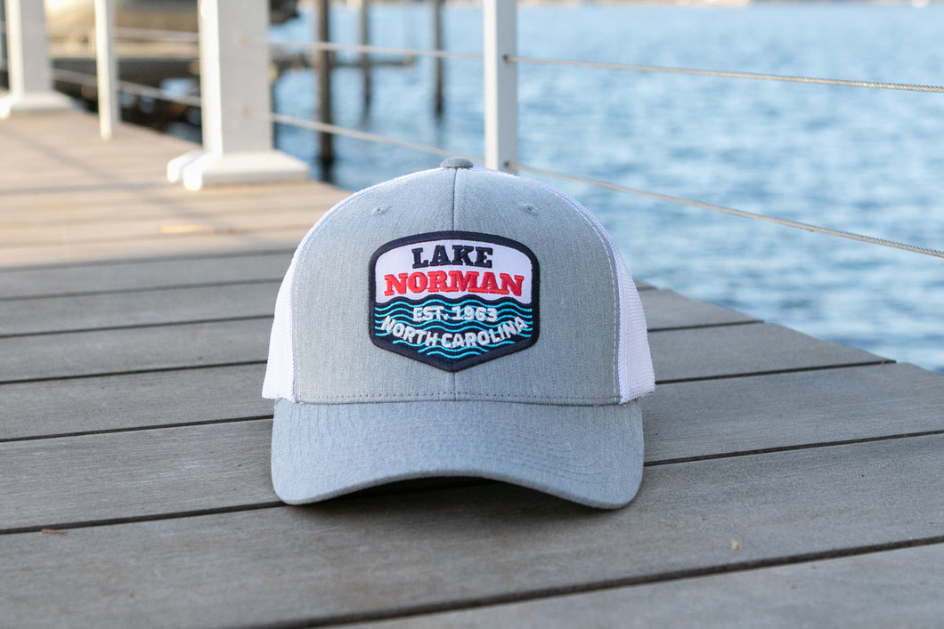 Red, White & Lake Embroidered Patch Hat - Heather Grey/White