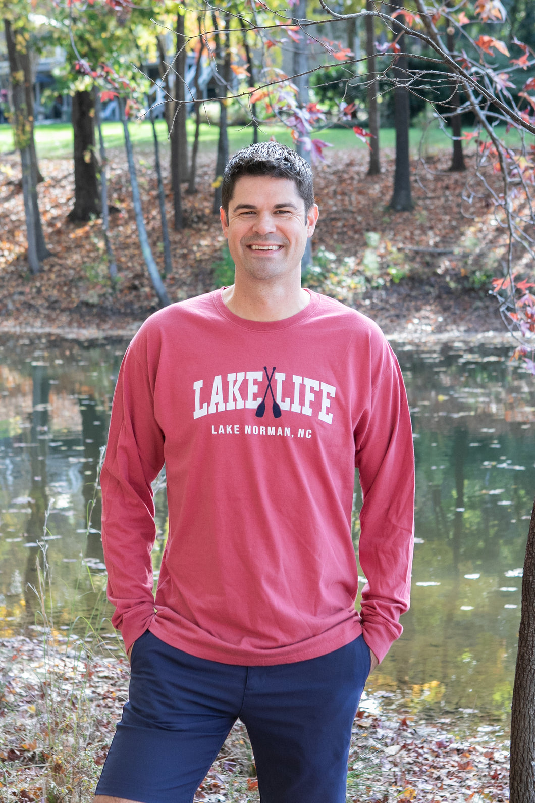 Lake Life Long Sleeve T-Shirt - Crimson