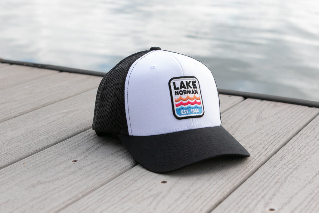 Lake Norman Surf Embroidered Patch Hat - White/Black