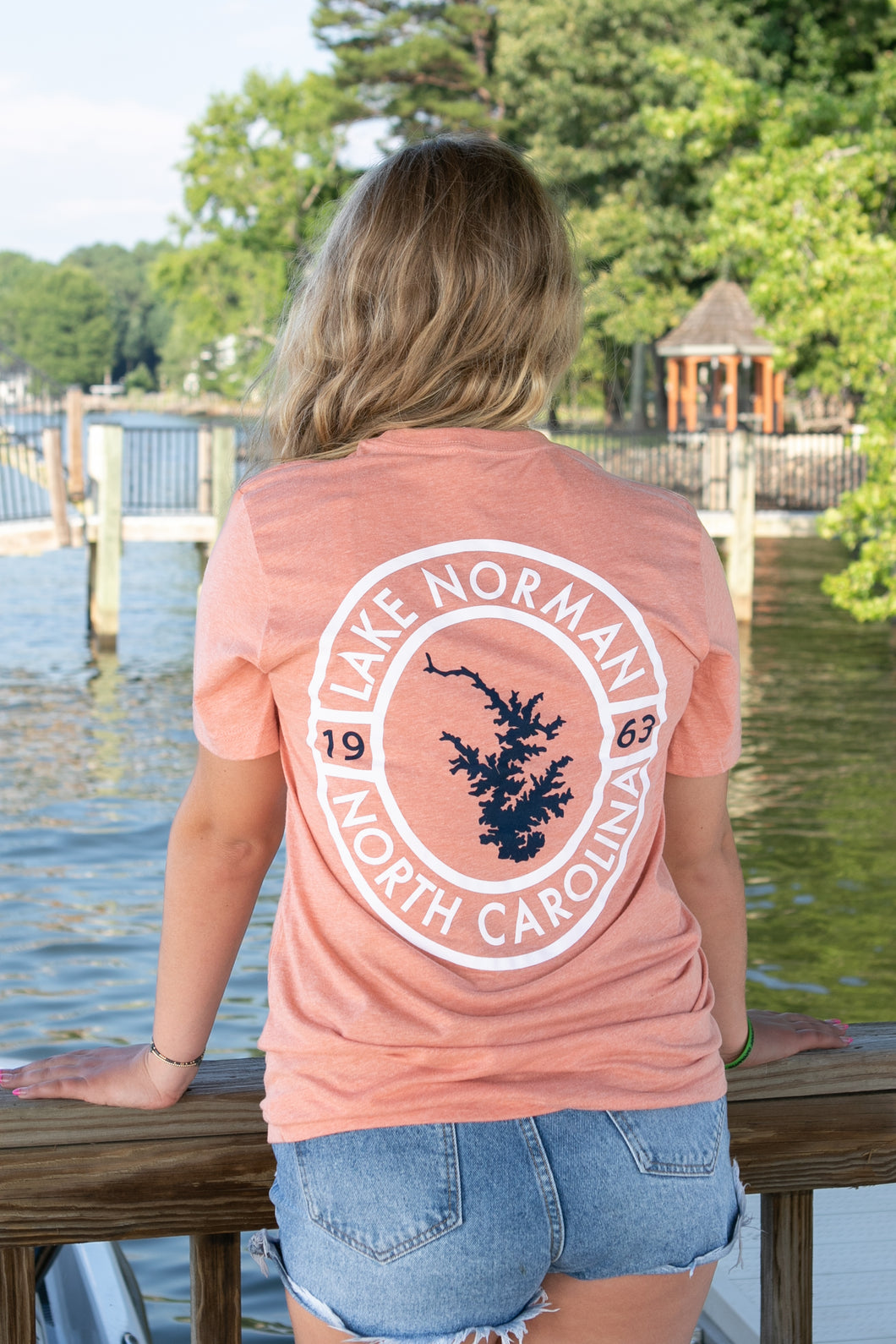 Lake Norman Oval Short Sleeve T-Shirt - Heather Sunset