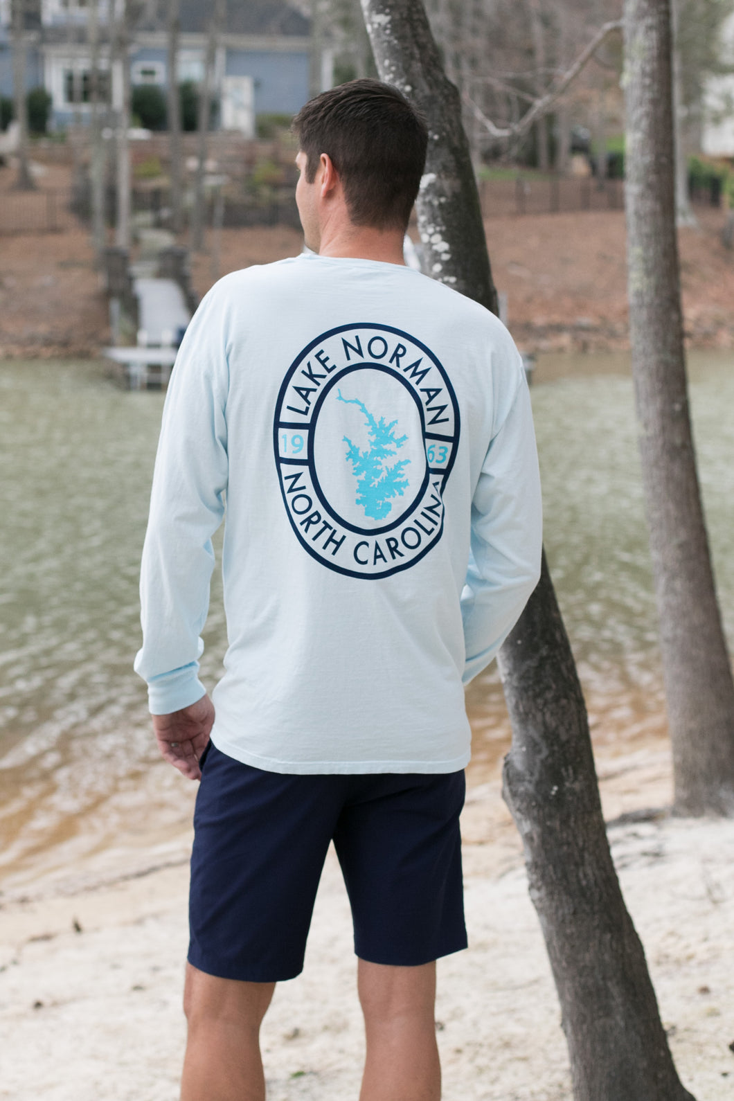 Lake Norman Oval Long Sleeve T-Shirt - Soothing Blue